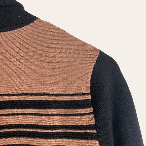 Toccin Blake Striped Ribbed Black Brown Turtleneck Sweater Dress Size S - Picture 12 of 15